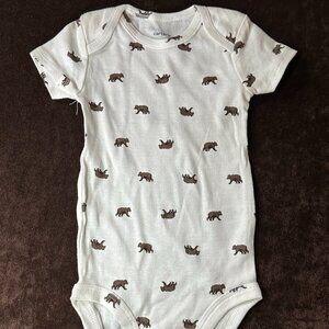 Carter's Child of Mine Baby Boy Size 6 Months 100% Cotton White Bear Bodysuit